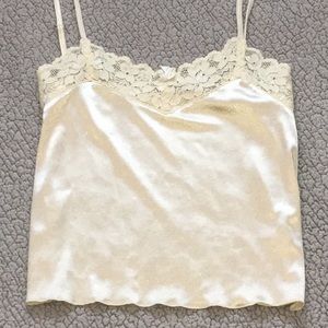 Cream lace and silk pajama top